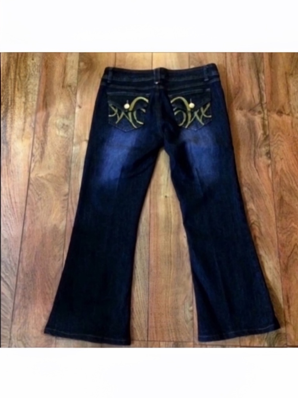 Like New, WCKD Stylish Blue Jeans with Gold Embroidery